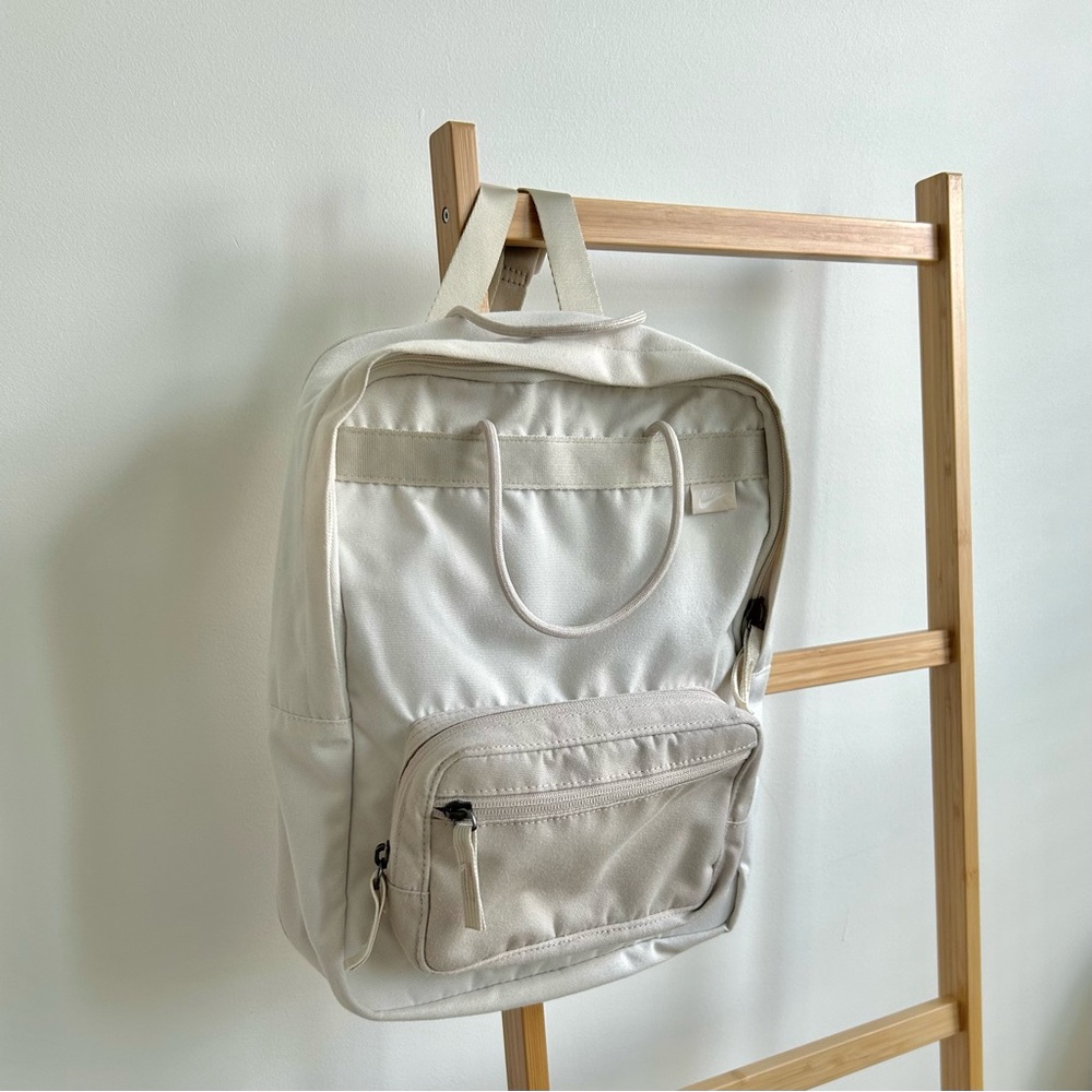 beige & white Nike Top Handle Expandable Backpack